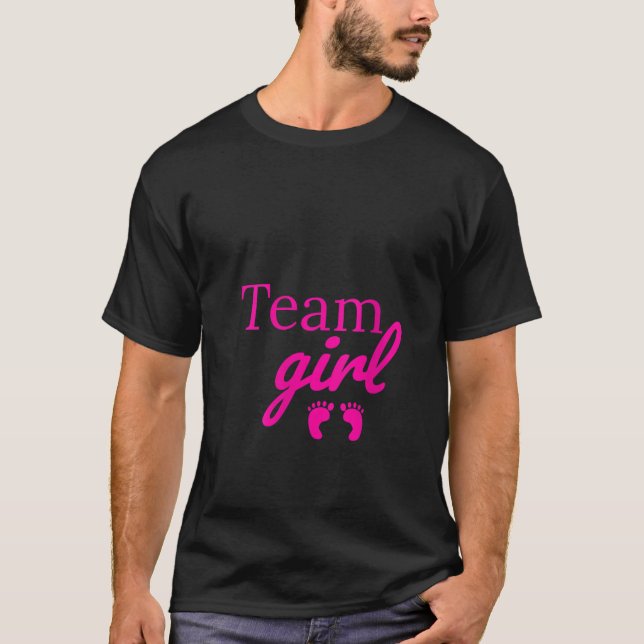 Camiseta Mulher Equipe Rapariga Rosa Chá de fraldas Sexo Re (Frente)