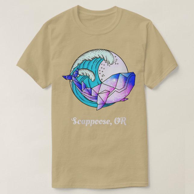 Camiseta Mulher Escapa ou Pintura Geométrica Japonesa Orca (Frente do Design)