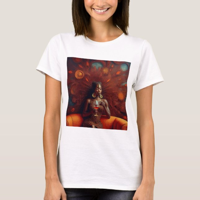 Camiseta Mulher Esfregando Uma Bebida No Sofá (Frente)