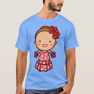 Camiseta Mulher Espanhola em Vestido Tradicional de Bolinha