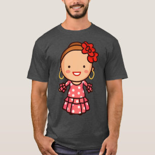 Camiseta Mulher Espanhola Tradicional e Bonita em Vestido d
