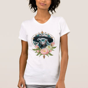 Camiseta Mulher espantosa com uma espantosa maquiagem do cr