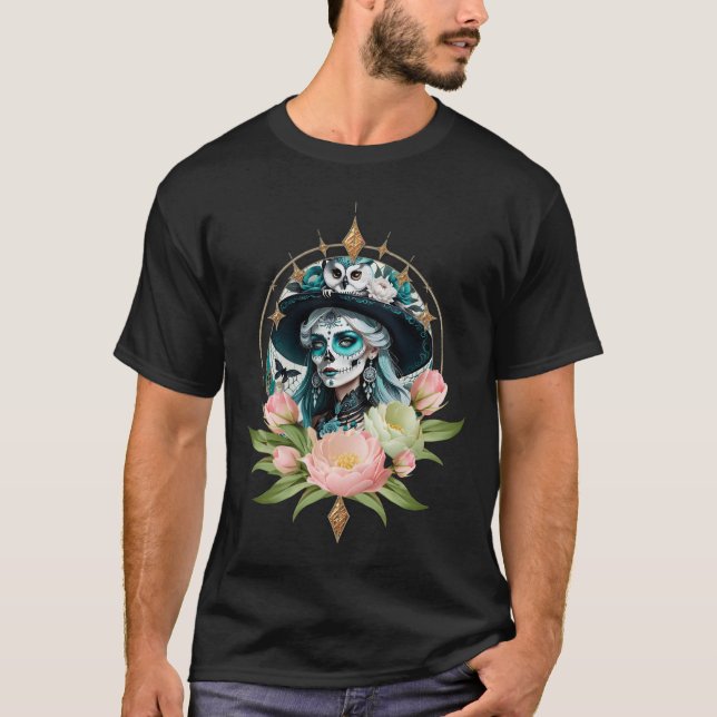 Camiseta Mulher espantosa com uma espantosa maquiagem do cr (Frente)