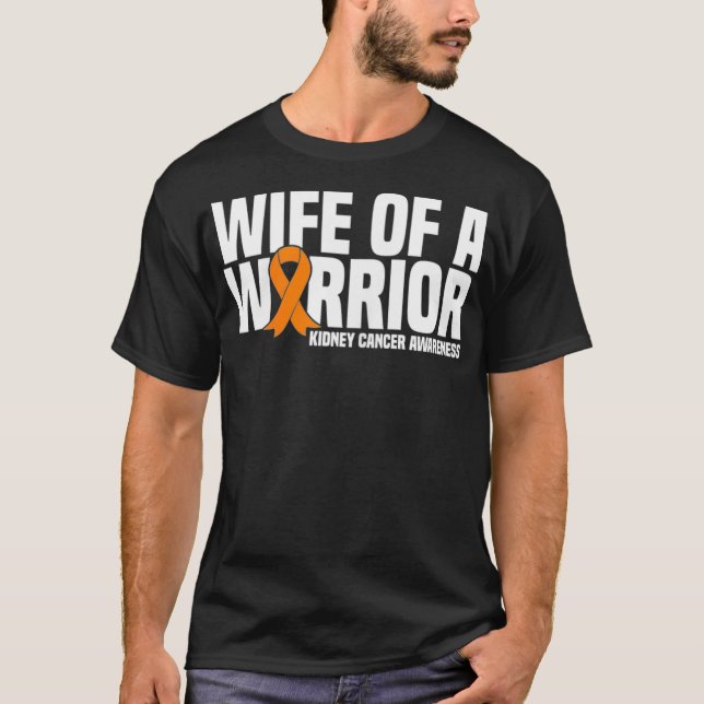 Camiseta Mulher Esposa de Guerreira Orange Ribbon Kidney  (Frente)