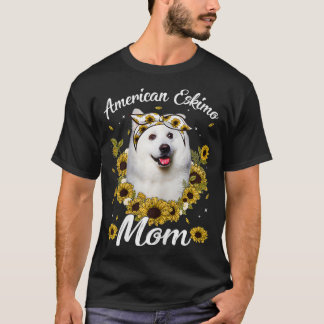 Camiseta Mulher esquimó americana linda mãe Cachorro girass