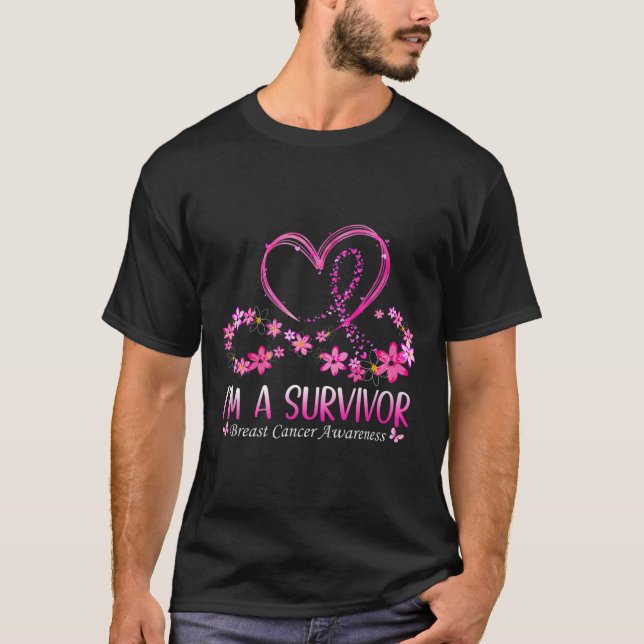 Camiseta Mulher, eu sou rosa de consciência Cancer de sobre (Frente)