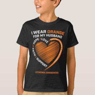 Camiseta Mulher, Eu Visto Laranja Para O Meu Marido Leucemi
