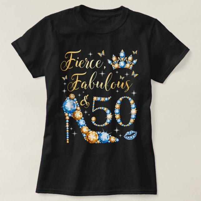 Camiseta Mulher Fabulosa e 50 de 50 anos de idade (Frente do Design)