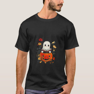 Camiseta Mulher: Fantasma Fofo Lendo Livro No Queda