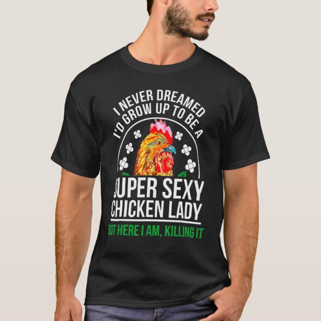 Camiseta Mulher Fazendeira de Frango Louca Engraçada (Frente)