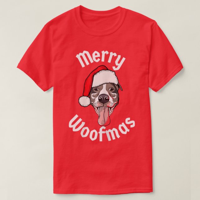 Camiseta Mulher Feliz de Natal Woofmas Engraçado Cachorro d (Frente do Design)