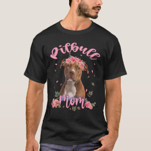 Camiseta Mulher-flor-branca-pitbulosa-mãe-canina