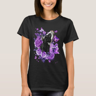 Camiseta Mulher Flor Roxa Vida de Fazenda de Vaca Fofa