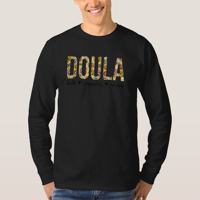 Camiseta Mulher Floral Doula Birth dá poder às mulheres par (Frente)