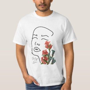 Camiseta Mulher floral retrógrada virada para uma linha