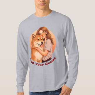 Camiseta Mulher Fofa e Animal de Estimação Cachorro