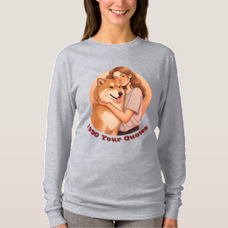 Camiseta Mulher Fofa e Animal de Estimação Cachorro