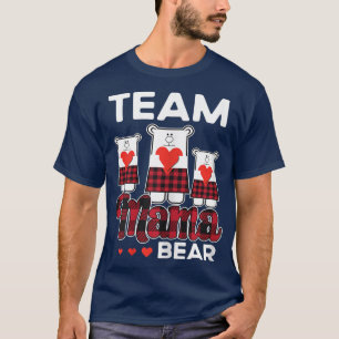 Camiseta Mulher Fofa Fofa Mama Ursa Coração Búfalo Xadrez V