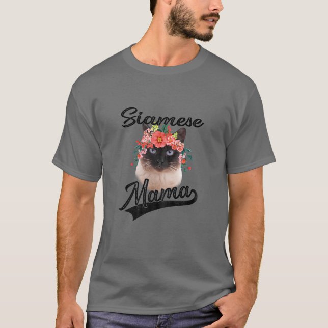 Camiseta Mulher Fofa Fora da Mama Simã Flores Fresca Gato L (Frente)