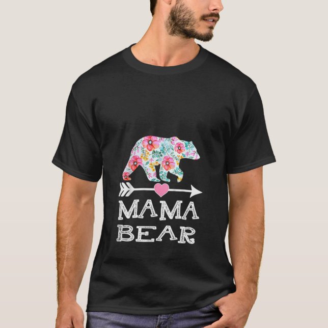 Camiseta Mulher Fora Bela Mama Ursa Flor Família do Dia da  (Frente)