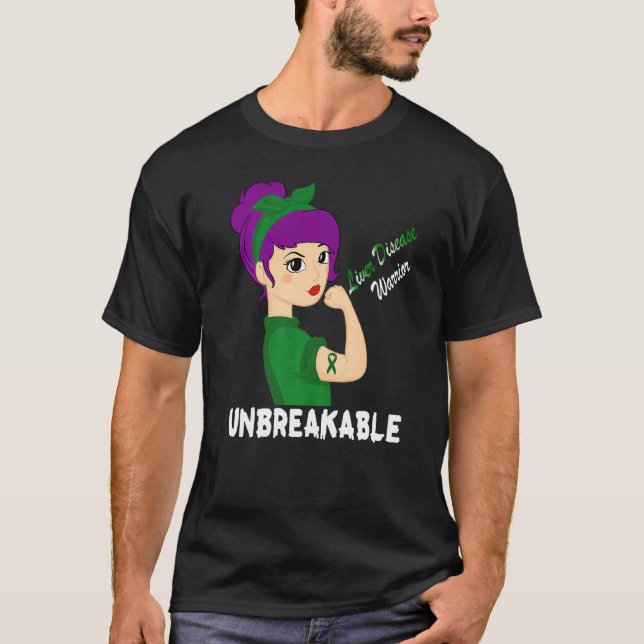 Camiseta Mulher forte guerreira por doença hepática ganha c (Frente)