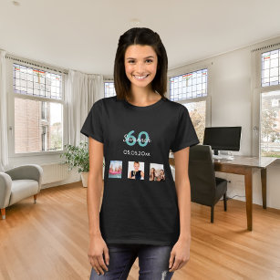 Camiseta Mulher-foto personalizada teal de 60 anos