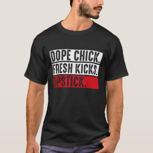 Camiseta Mulher Frase Engraçada Batom Chiques Sapatos Nova