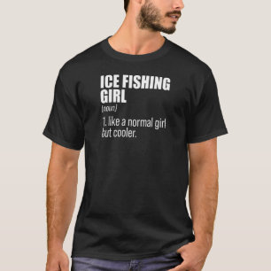 Camiseta Mulher Garota De Pesca Do Gelo Nova Definição Gato