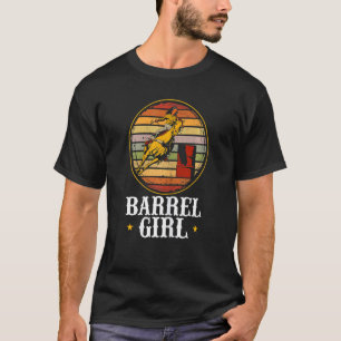Camiseta Mulher Garota do Barril Cavalgando Cavalo Rodeio T