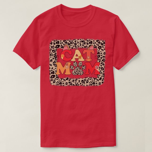 Camiseta Mulher Gato Mãe leopardo Mãe Pets Kitten Amor de P (Frente do Design)
