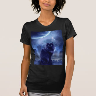 camiseta mulher gato preto e lua