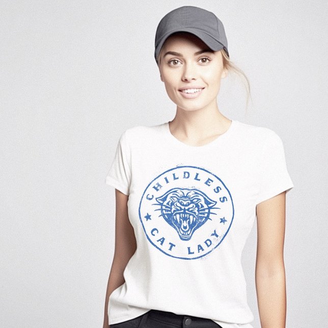 Camiseta Mulher-Gato Sem Fios Brava Orgulhosa Independente (Childless Cat Lady Brave Proud Independent T-Shirt)