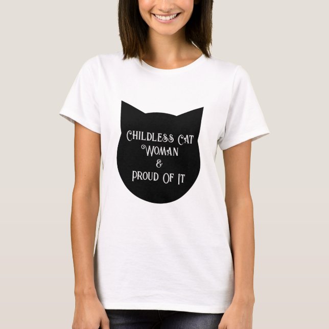 Camiseta Mulher Gato Sem Fios e Orgulhosa (Frente)