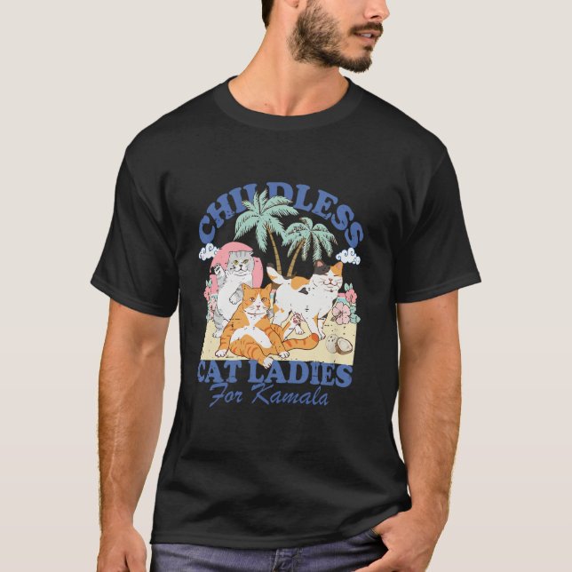 Camiseta Mulher Gato Sem Fios Para A Eleição De Kamala Harr (Frente)