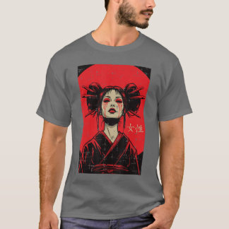 Camiseta Mulher Geisha Japonesa Chorando Sangue Arte Mulher