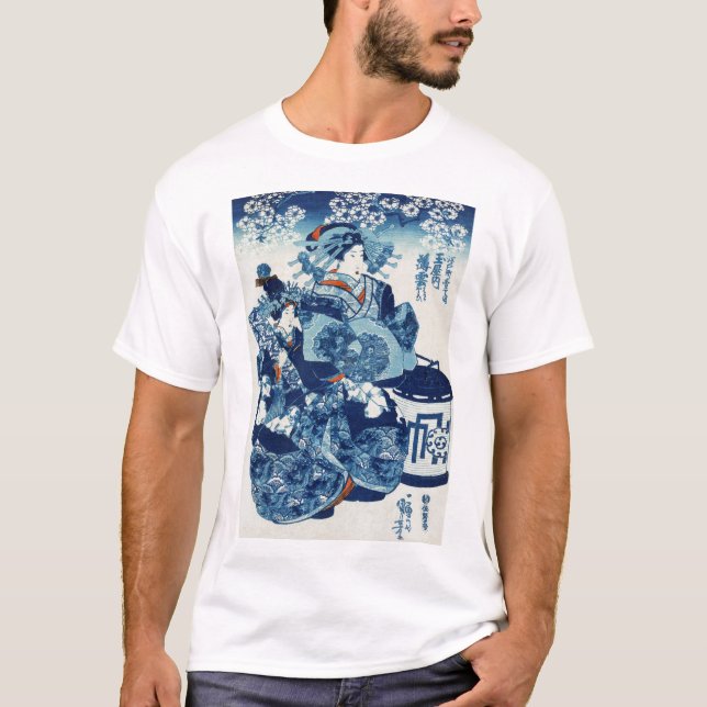 Camiseta Mulher Geisya Japonesa, Kuniyoshi, Ukiyo-e (Frente)