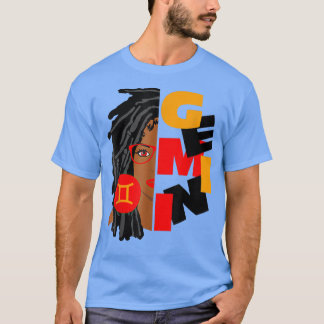 Camiseta Mulher Gemini Garota Afro Bloqueia Garota Zodiac S