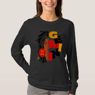 Camiseta Mulher Gemini Garota Afro Bloqueia Garota Zodiac S