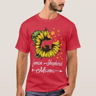 Camiseta Mulher German shepherd Bonita Mama Cachorro Sunflo