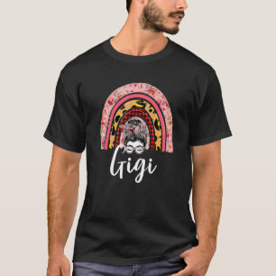 Camiseta Mulher Gigi Floral Leopard Rainbow Messy Bun Mothe