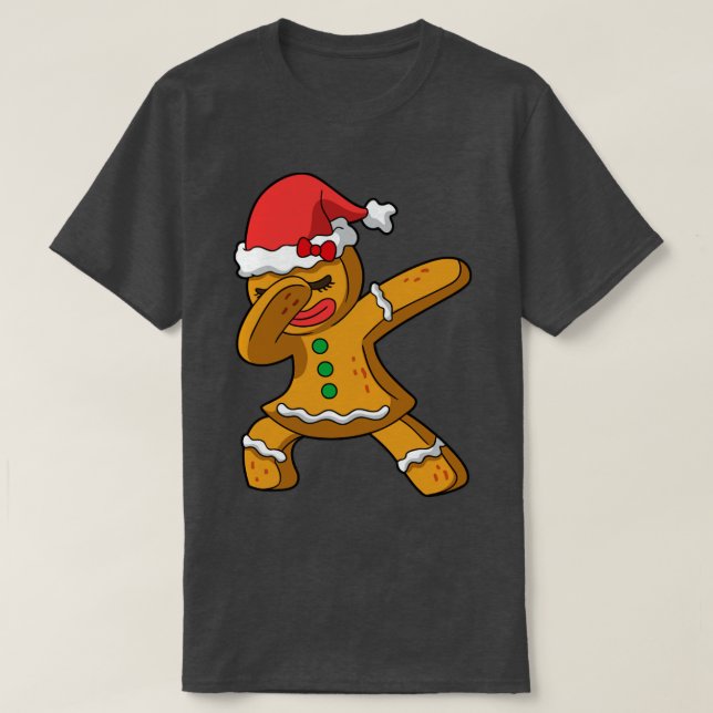 Camiseta Mulher Gingerpão de Natal Dabbing (Frente do Design)
