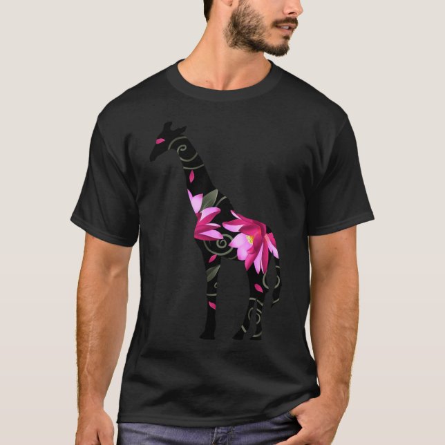 Camiseta Mulher-Girafa Com Flores Essencial (Frente)
