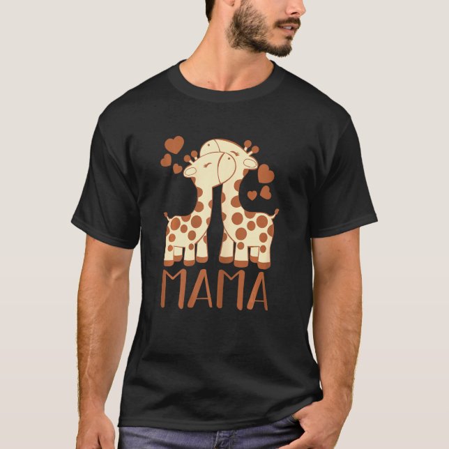 Camiseta Mulher Girafa Mãe Dia de as mães Bela Animal Mamãe (Frente)