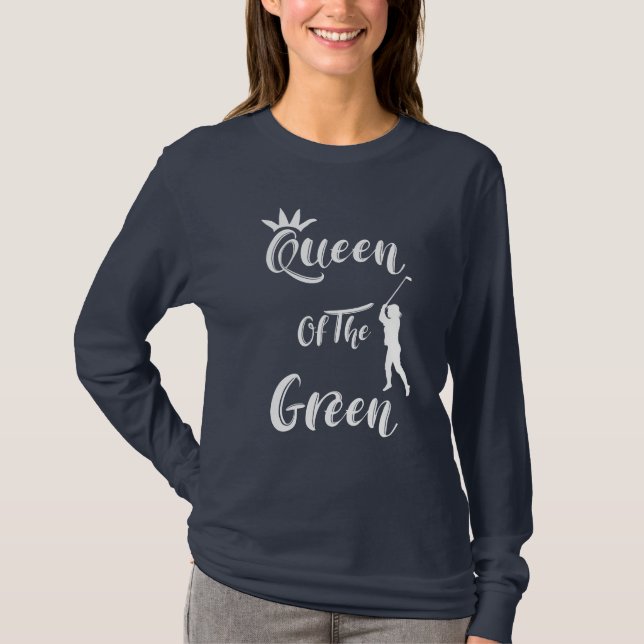 Camiseta Mulher Golfista Fria Rainha Da Cotação Verde (Frente)