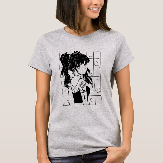 Camiseta Mulher Gótica de Animação (Frente)
