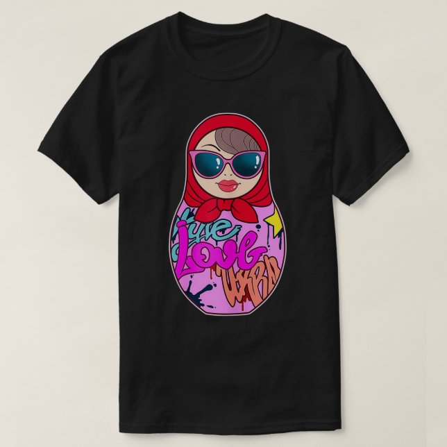 Camiseta Mulher Grafite Matryoshka Punk Nesting Doll Stree (Frente do Design)