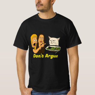 Camiseta mulher gritando com o meme do gato