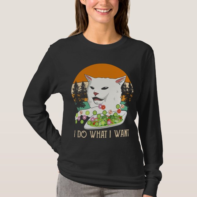 Camiseta Mulher Gritando Em Meme Gato, Meme Gato (Frente)