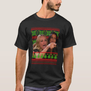Camiseta Mulher Gritando Em Um Memo De Gato Engraçado Feli