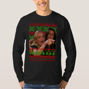 Camiseta Mulher Gritando Em Um Memo De Gato Engraçado Feliz